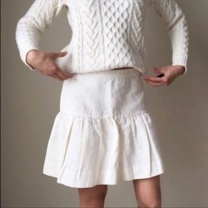 J.Crew White Floral Embossed Flared Mini Skirt